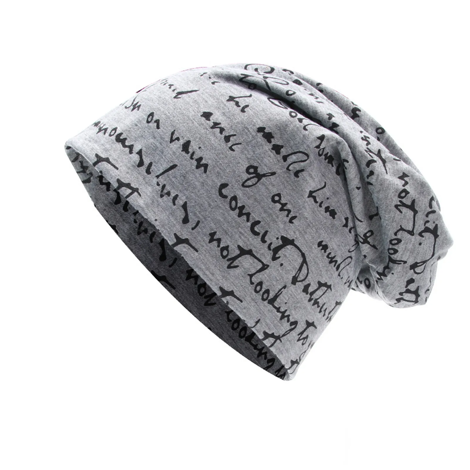 Unisex Print Hat Ruffle Cancer Warm Hat Beanie Scarf Collar Turban Head Wrap Cap 