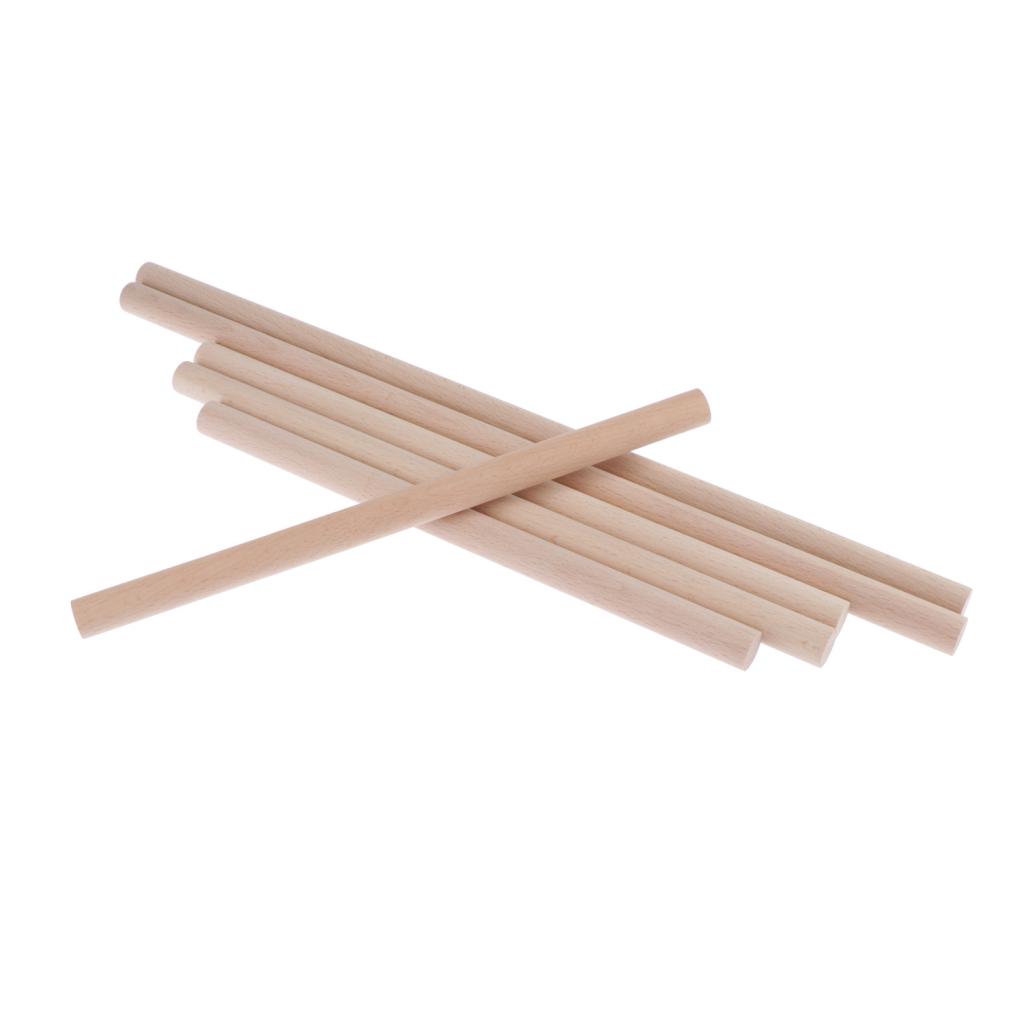 6Pcs Wooden Dowel Rods - Unfinished Hardwood Dowels for Crafts & Woodworking Assorted Size 250mm 300mm 400mm
