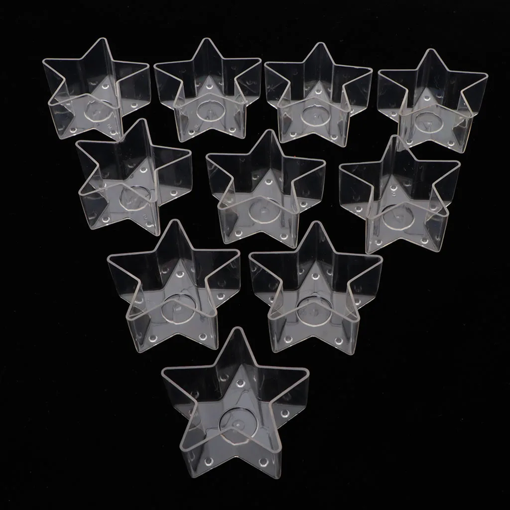 10x Square Star Clear Plastic Tealight Cup Holder Candle Container