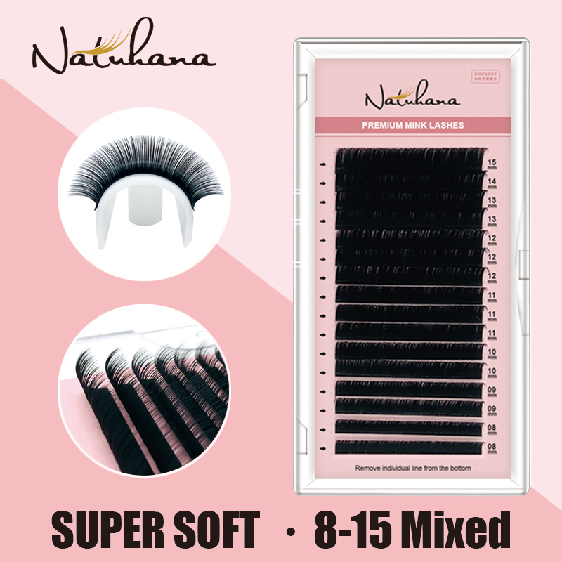 Best of NATUHANA Mink Lashes Mix 8~15 Mm 16 Lines Handmade Korean Pbt Eyelash Extension Natural Soft Faux Lash Extension Supplies Makeup Reviews & Tips