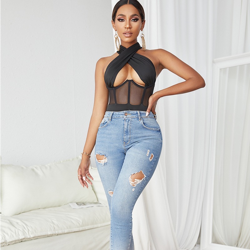 Waliicorners Sleeveless Cross Halter Hollow Out Bodycon Bodysuit Jumpsuits Vintage Corset Bodysuits 8 Ha17f58ee88f34f60a9eeaea86da35165S