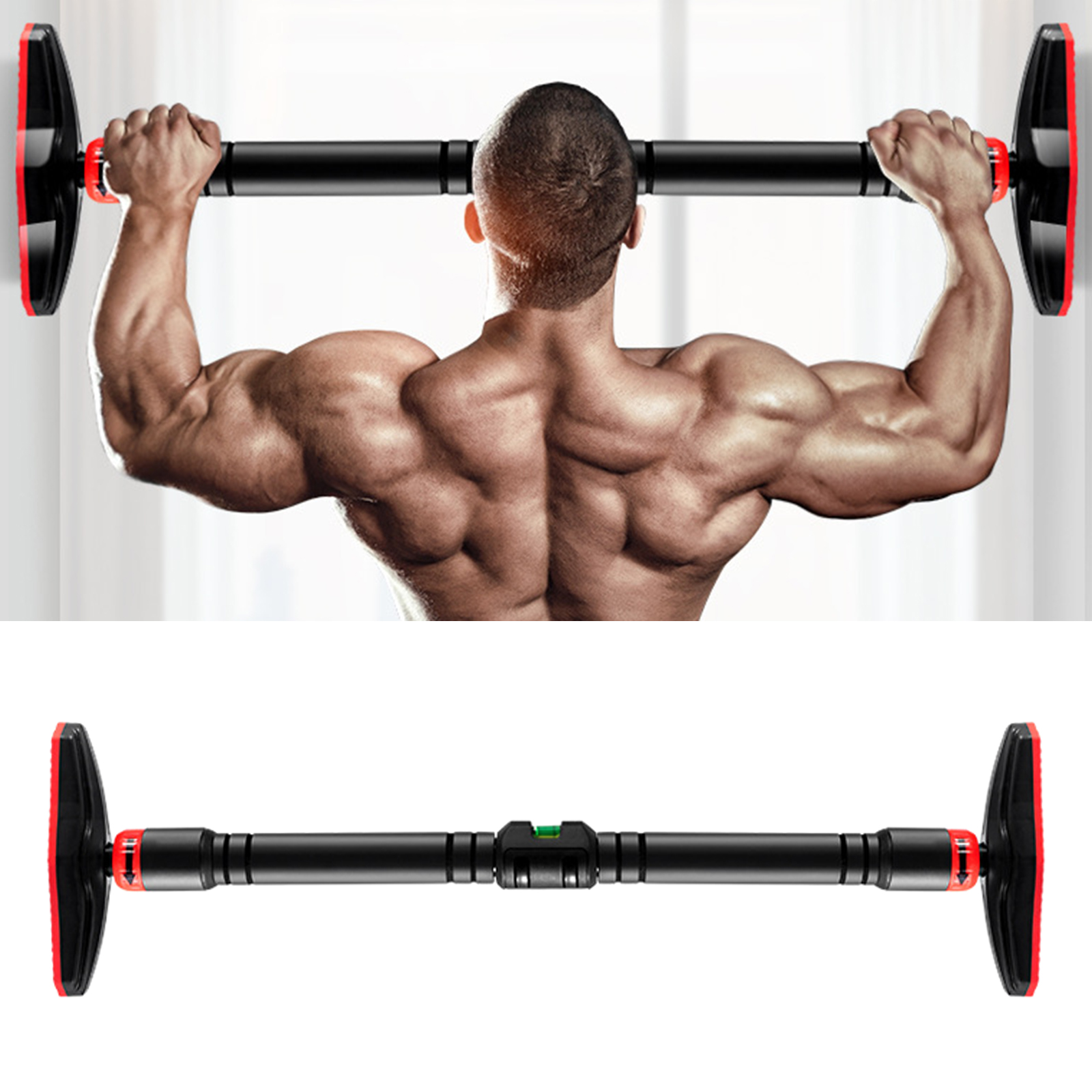 Portable Pull Up Bar for Doorway, Telescopic Chin Up Bar Adjustable Dip Bars for Home Gym Exercise Fitness Up to 440 LBS