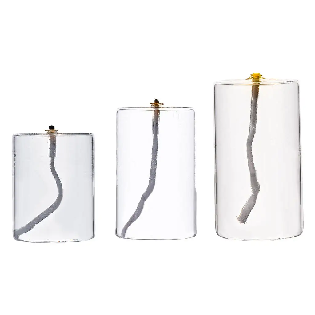 Pillar Glass Oil Candle in A Candle Holder Oil Lamp Liquid Candle for Wedding Christmas Holiday Halloween Decoration