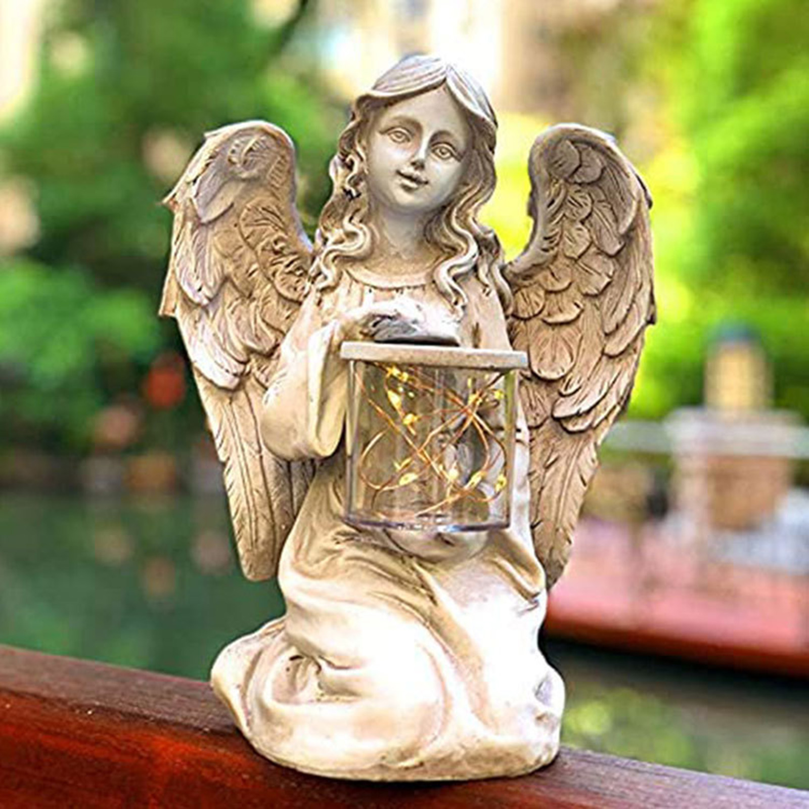 Kneeling Angel Statue in Resin Outdoor Decor Sculpture Collection