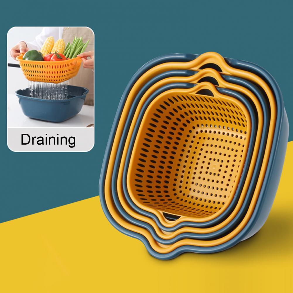 Multi Functional Draining Basket 2 Tiers Space Saving Plastic Dishwashing Basket