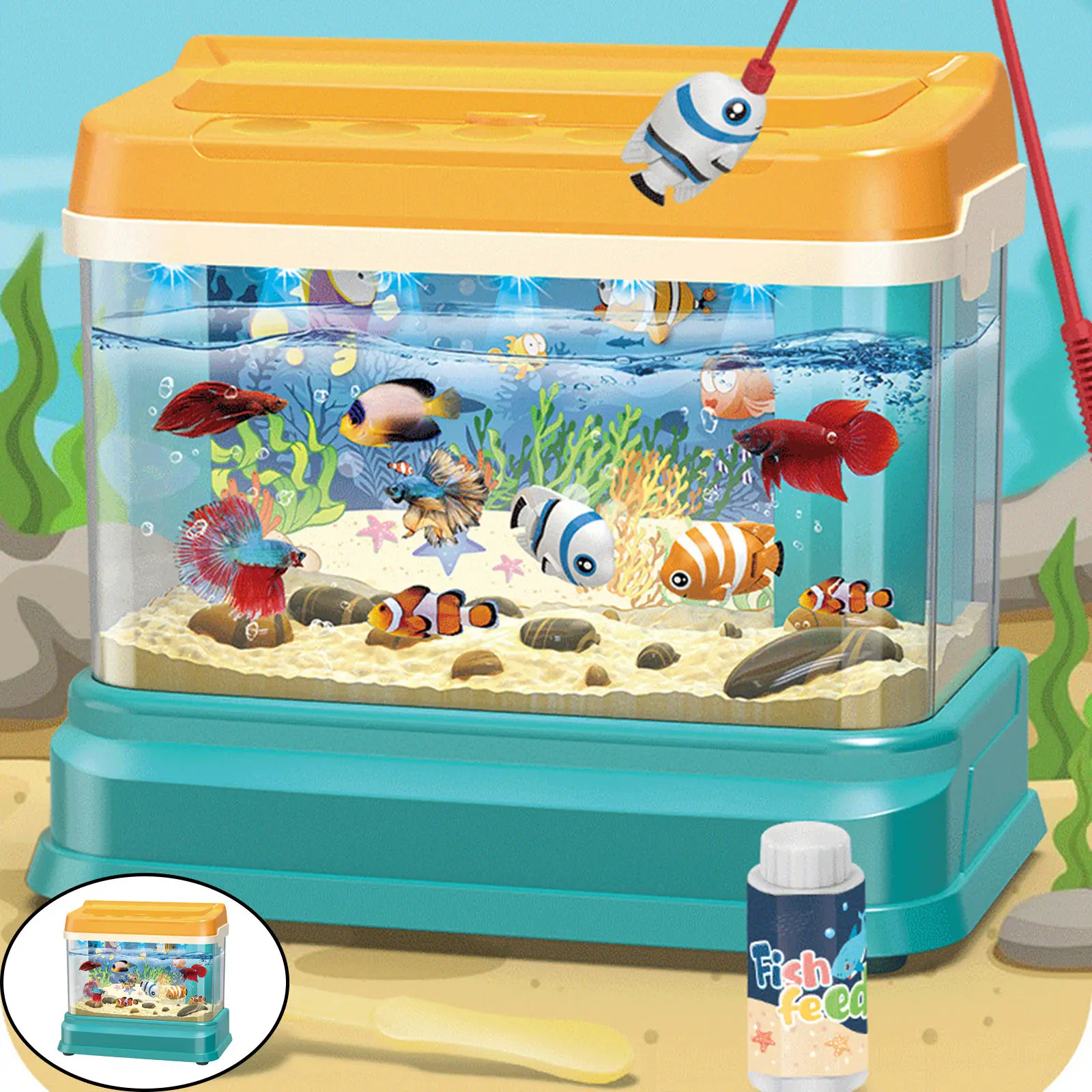 Fishing Toy Simulation Games Set Aquarium  Educational Gifts Music