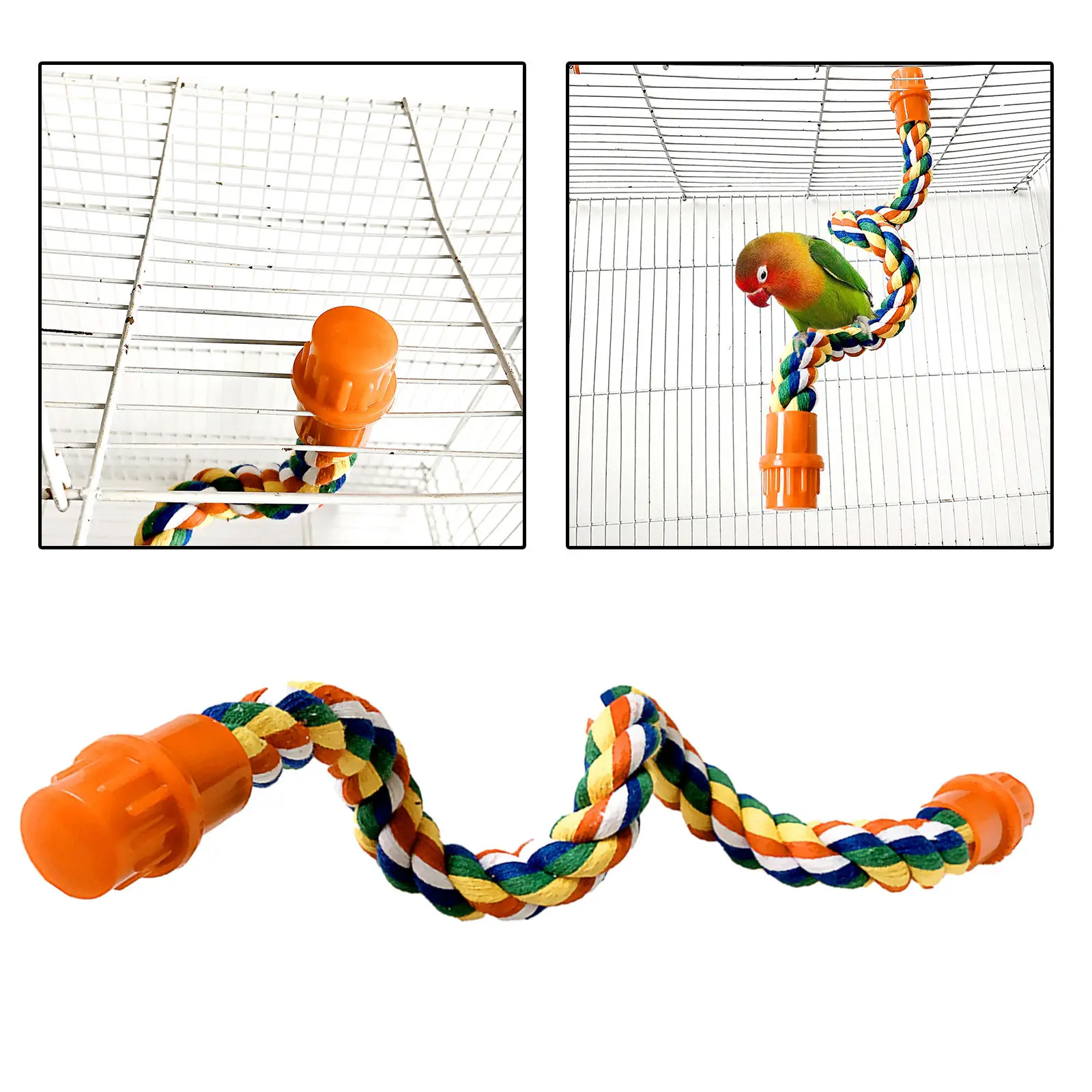 Colorful Flexible Bird Rope Perch Hanging Stand for Parrot Parakeet Conure Finch Canary Cage Toy