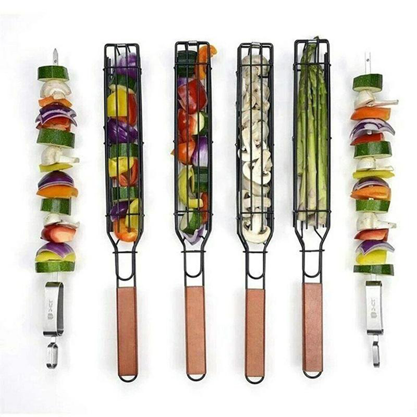 Nonstick Kabob Grilling Basket for Grilling Veggies Vegetables Barbecue Shish Kabobs BBQ Meat Onion Fish Chicken