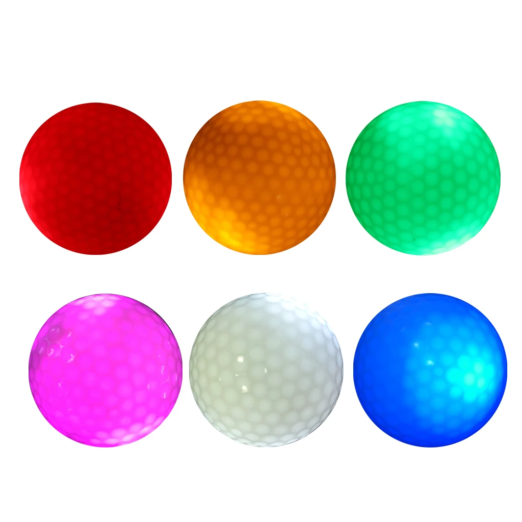6Pcs Glow In Dark LED Lights Up Golf Ball Official Size Tournament Ball
