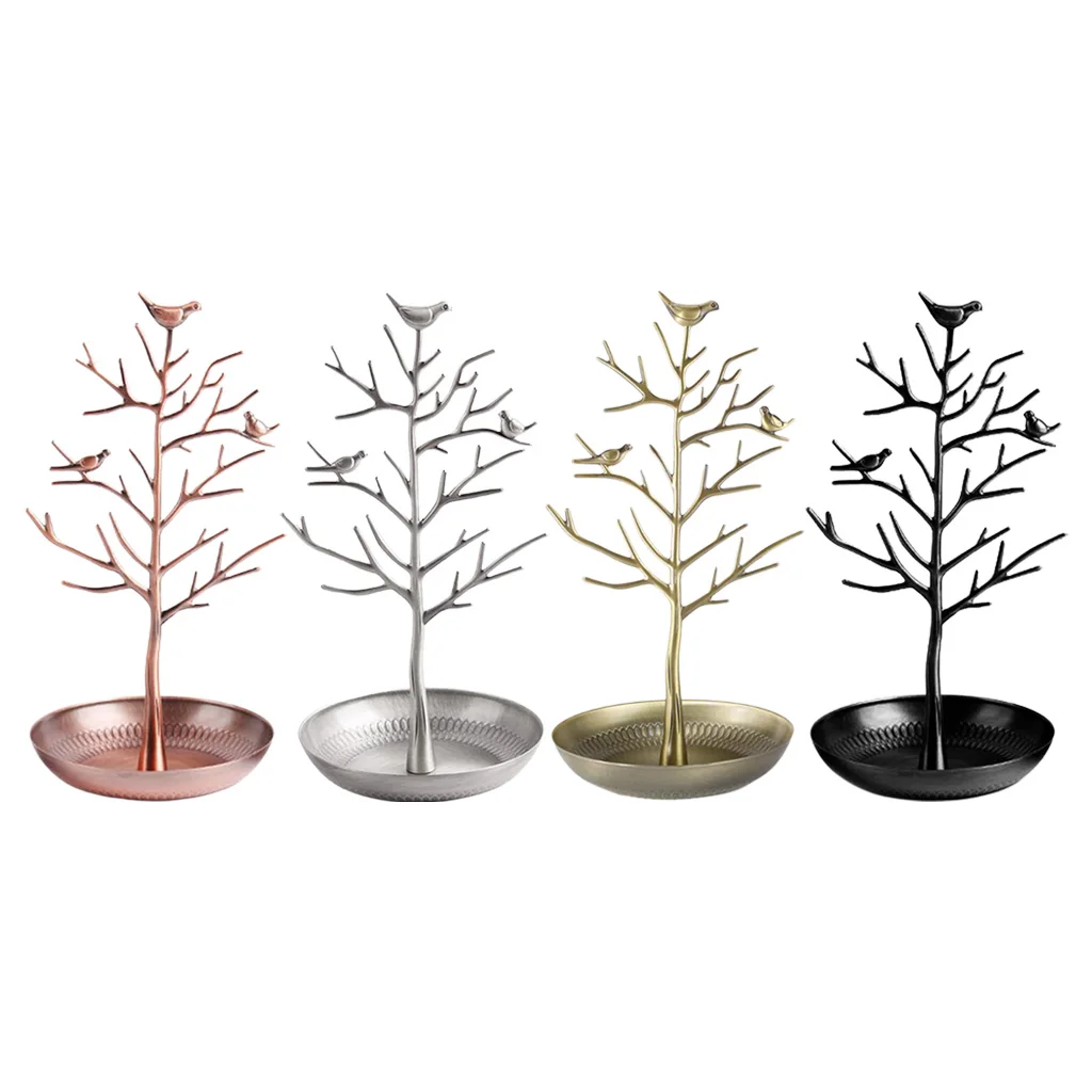Birds Tree Earrings Holder Tree Display Stand - Modern Jewelry Tower Organizer for Studs Necklaces Rings Bracelets