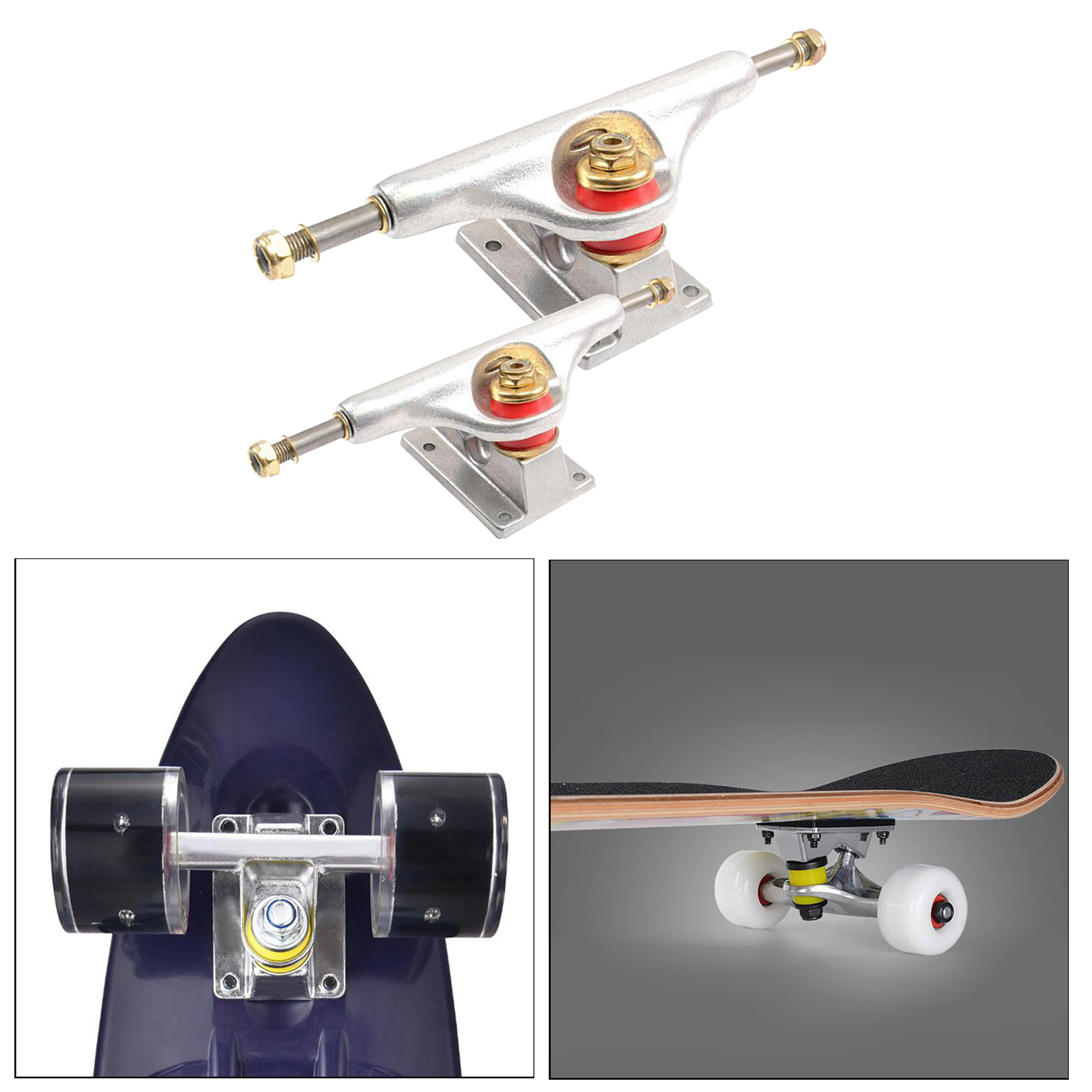 Skateboard Trucks Aluminum Alloy Premium PU Bushings Professional Longboard Truck Replacements