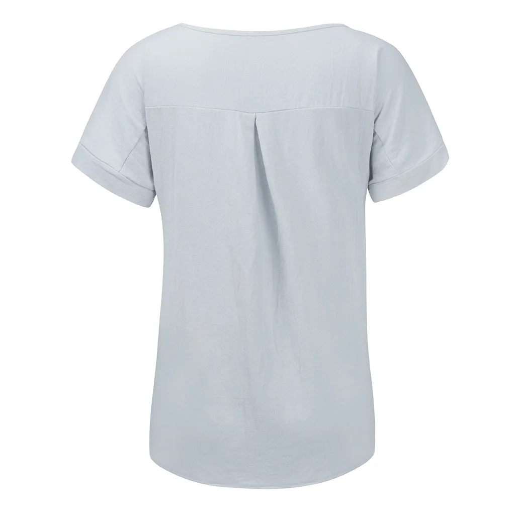 40#Soft Cotton Linen T-shirt Women's Casual Daisy Print V-neck Short Sleeves Shirt Tshirts Tops Female Blusa женские футболки couple t shirt