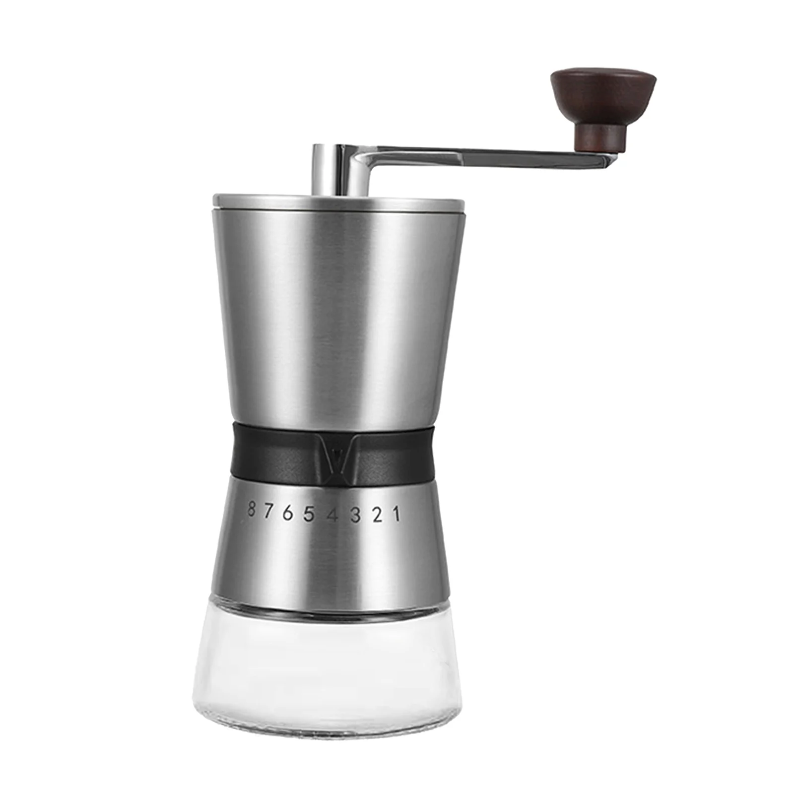 Durable Manual Coffee Grinder with Adjustable 8 Setting Hand Mill Coffee Grinder for Press Camping Turkish Brew Espresso