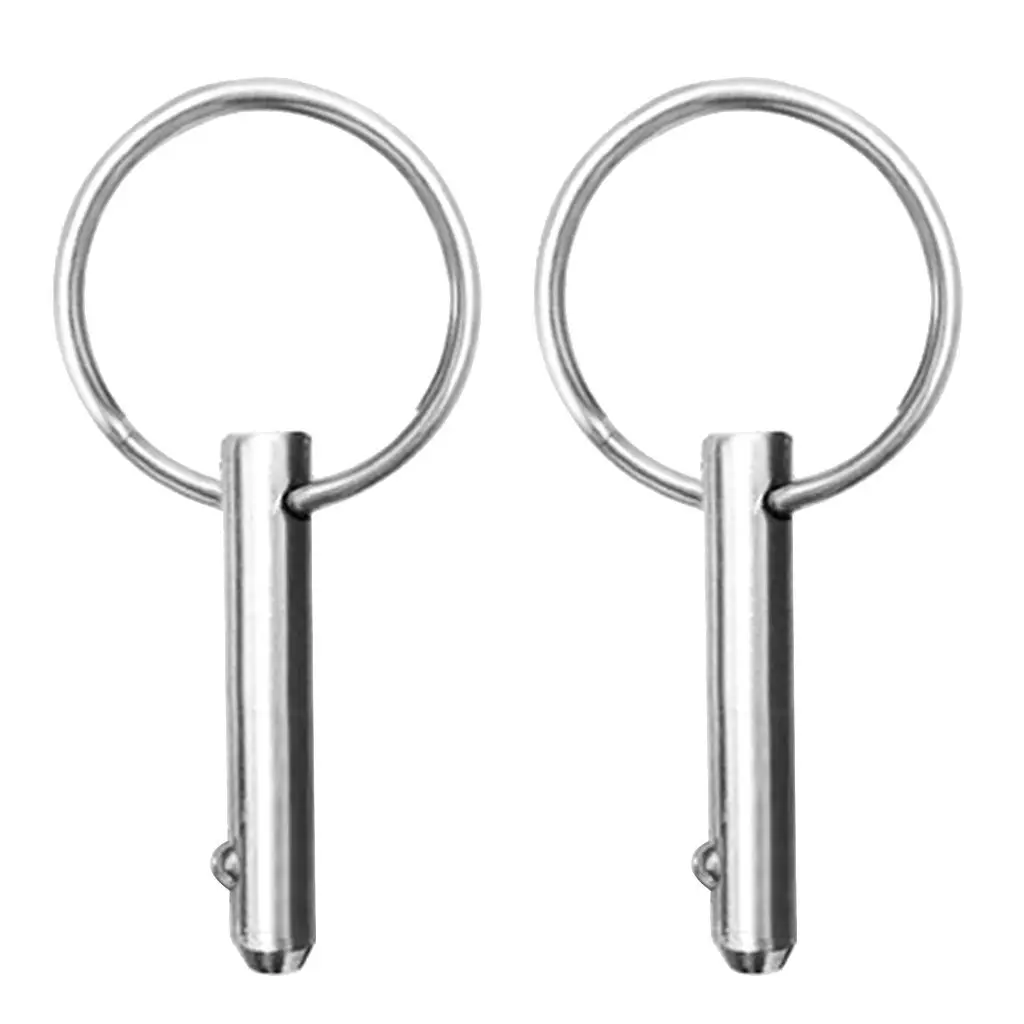 Set of 2 Marien Grade 316 Stainless Steel Spring Loaded Ball Deck Hinge Quick Release Pins Bimini Top Fittings For Boats