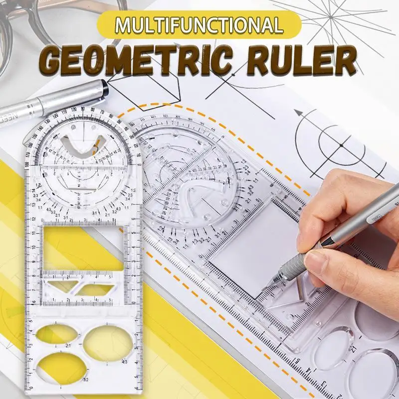 Rotary Drawing Templates Measuring Geometric Ruler Plastic Drafting Studying 