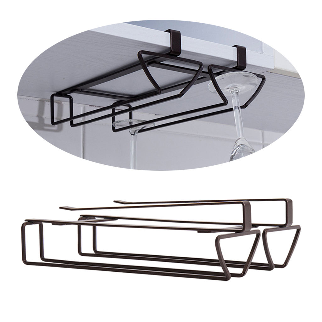 1Pc Kitchen Wine Glass Holder Bar Home Cabinet Hanging Cup Storage Draining Rack