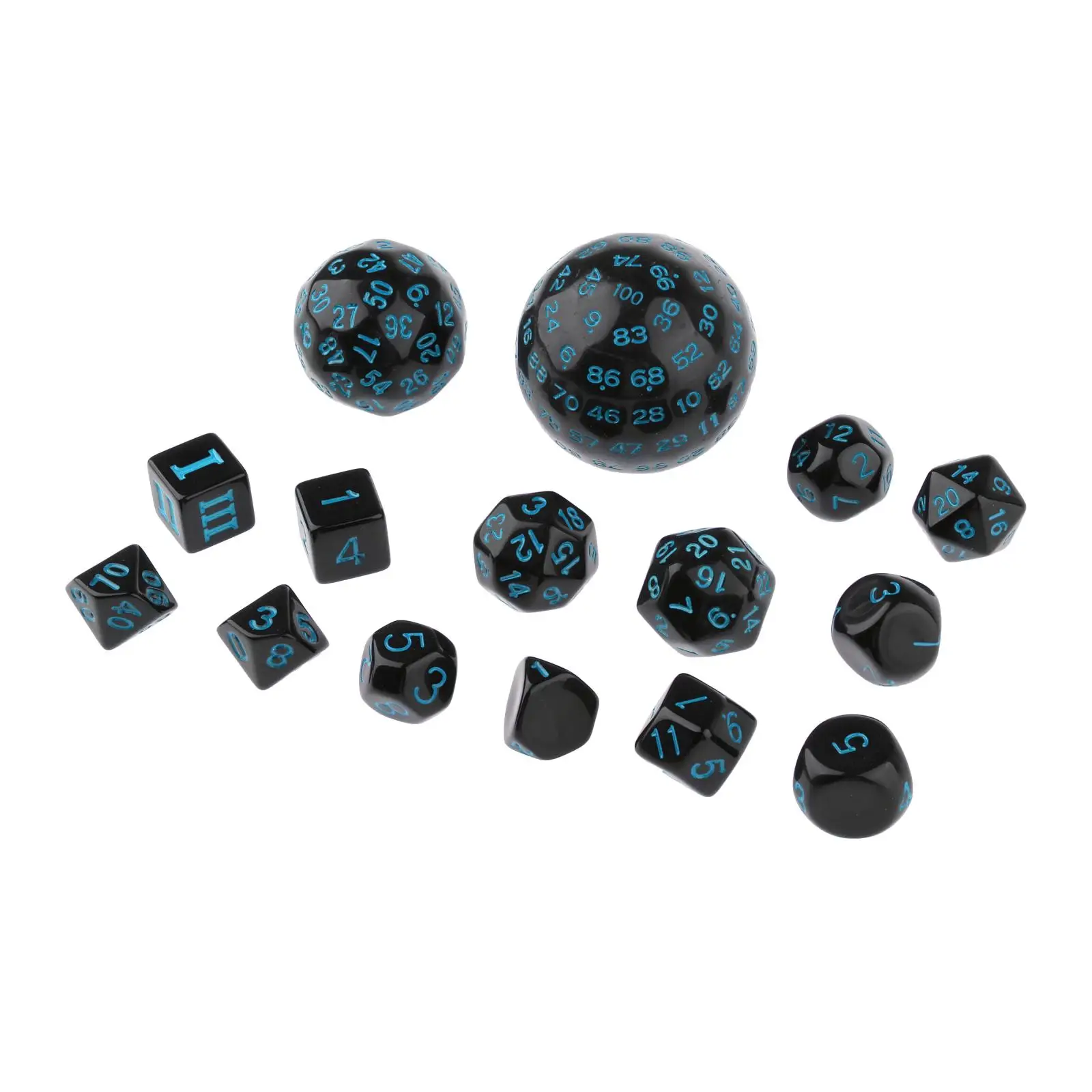 15Pcs Acrylic Multi Side Dice Set for MTG DND RPG Role Play Board Game Props