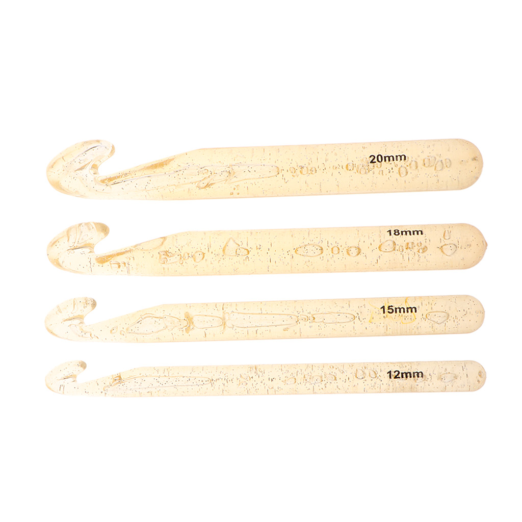 4 Sizes Large Chunky Crochet Hooks Needle Knitting Needle Weaving Tools for Beginners, Assorted Size 12mm 15mm 18mm 20mm