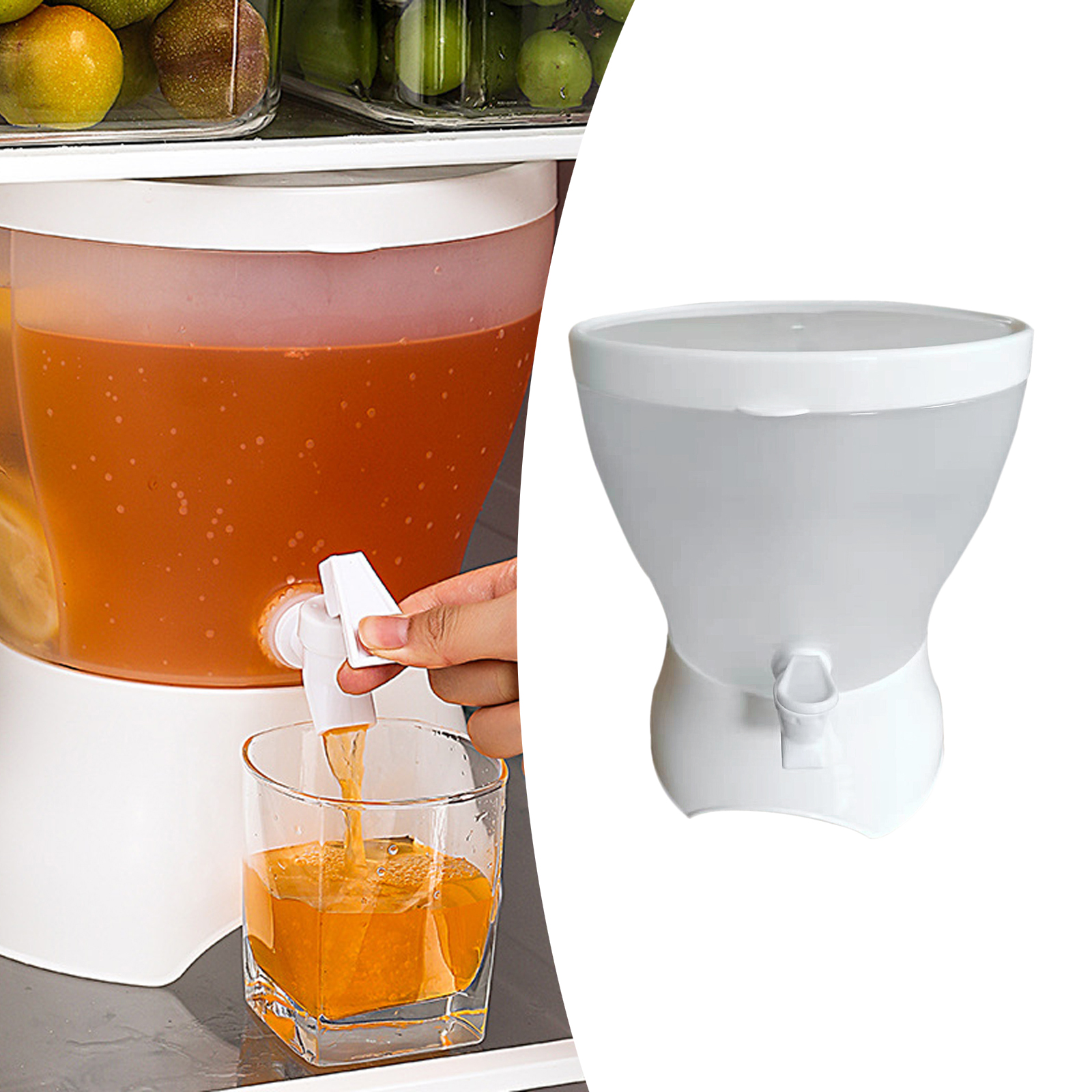 Cold Water Bottle with 3 Compartments and Faucet Beverage Storage Container Heat Resistant Kettle Clear Fruit Juice Container