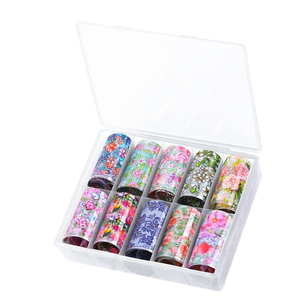 Lots 10 Pcs 120cm Finger Nail Art Stickers Decal DIY Tips Decor w/Carry Box