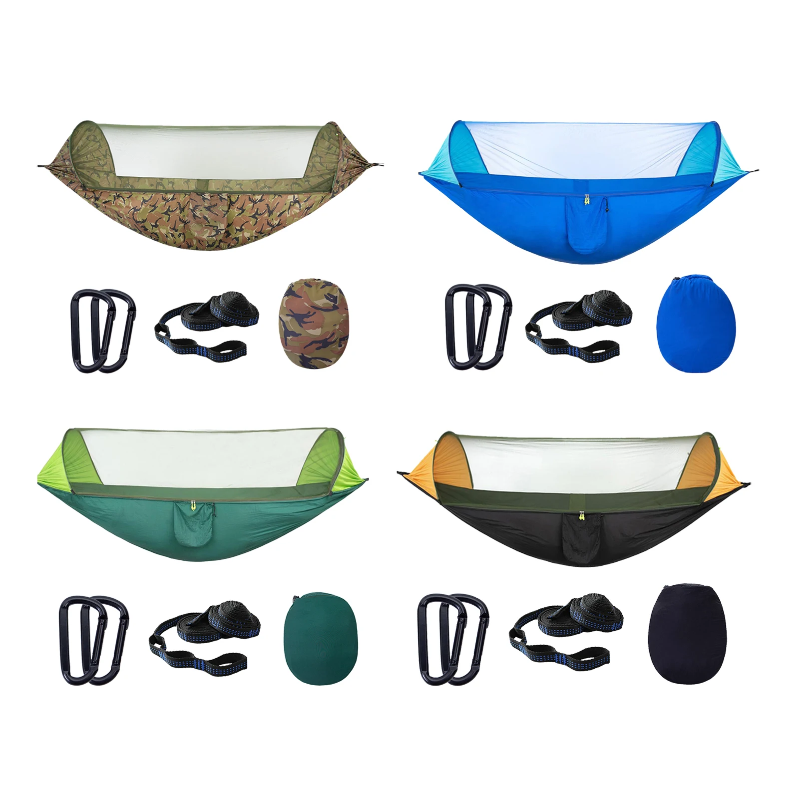 Camping Hammock with Net Polyester Breathable Hiking Hanging Sleeping Bed
