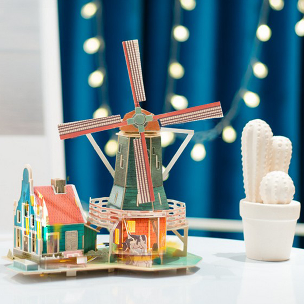 1/24 Dollhouse Miniatures DIY Accessories Kit Vintage House Kids Children Birthday Gift - Netherlands Windmill