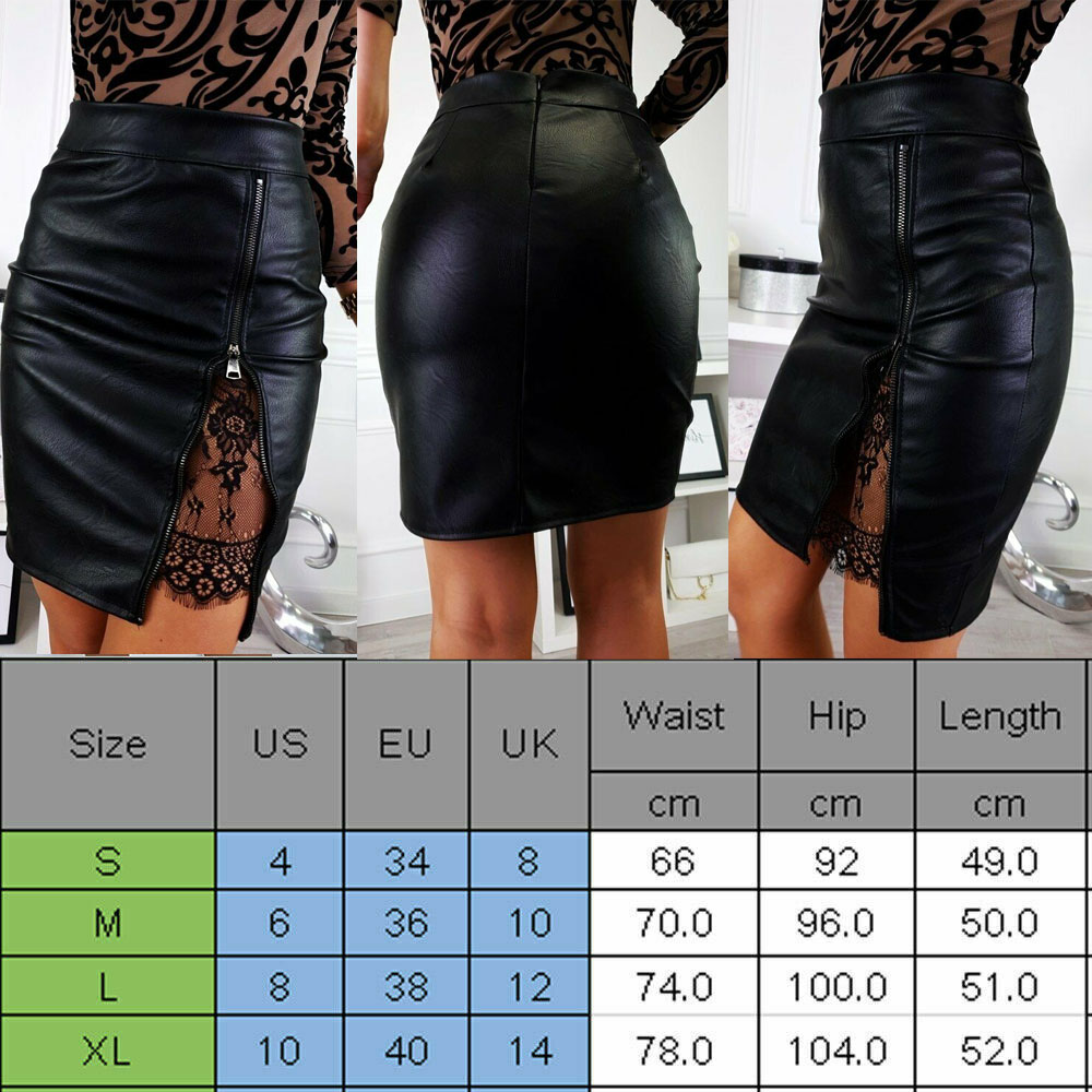 Title 14, Asymmetrical Black Vegan Leather Women Skirt Se...