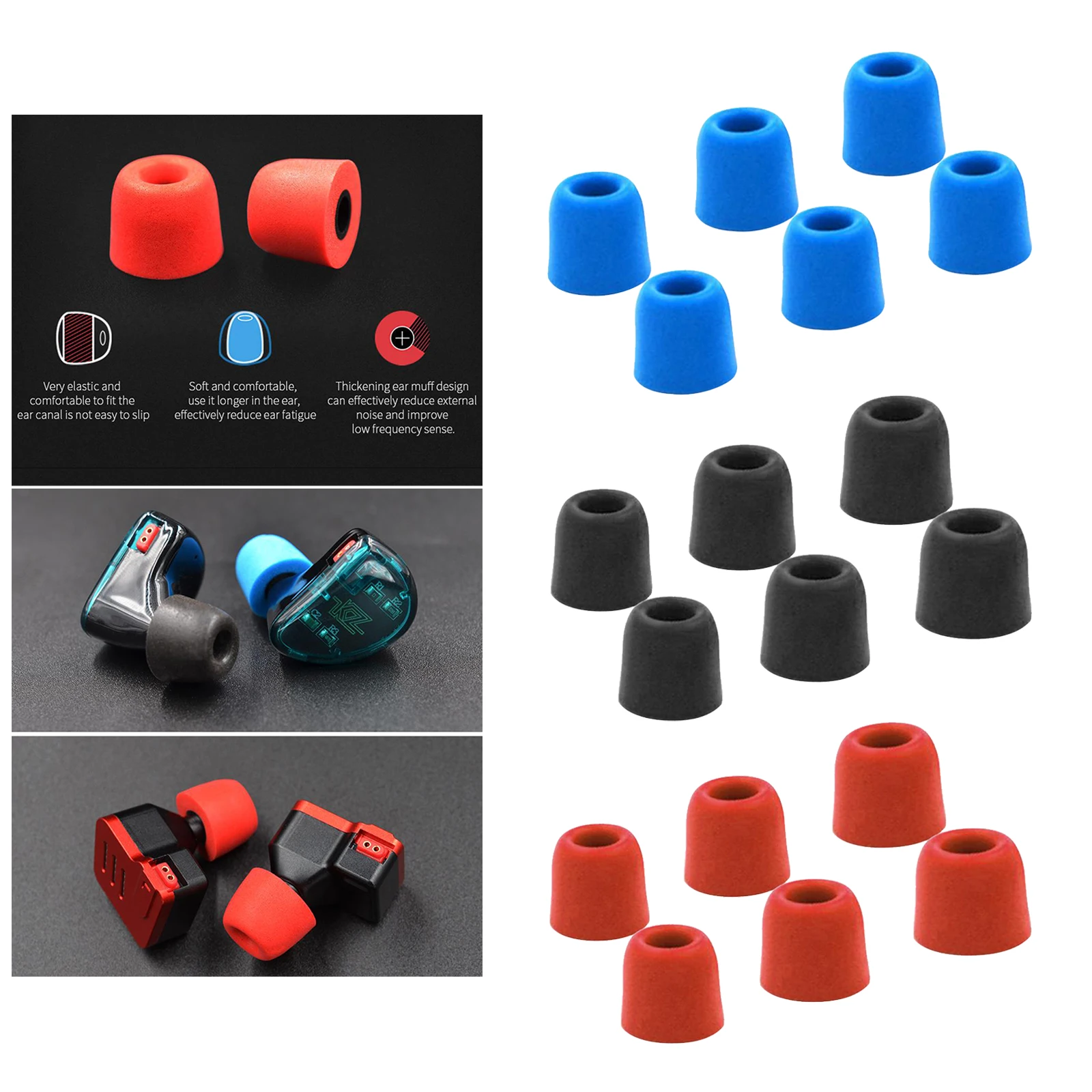New 3Pair(6pcs) Noise Isolating Comfortble Memory Foam Ear Tips Pads Earbuds For In Earphone Headphones