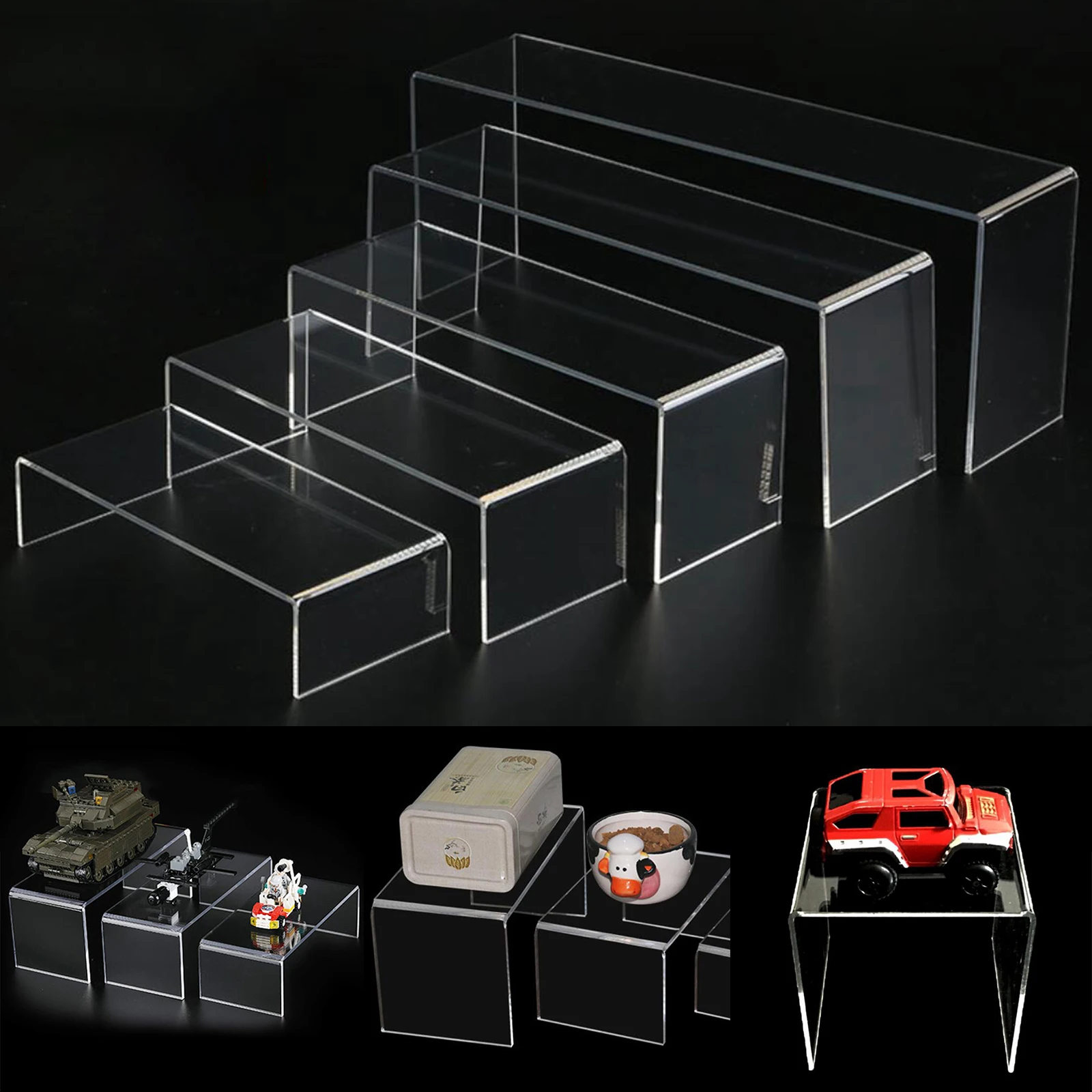 5Pcs/Set Acrylic U Type Display Stand Cabinet Jewelry Storage Rack Shelf Storage Holders Racks Clear Risers