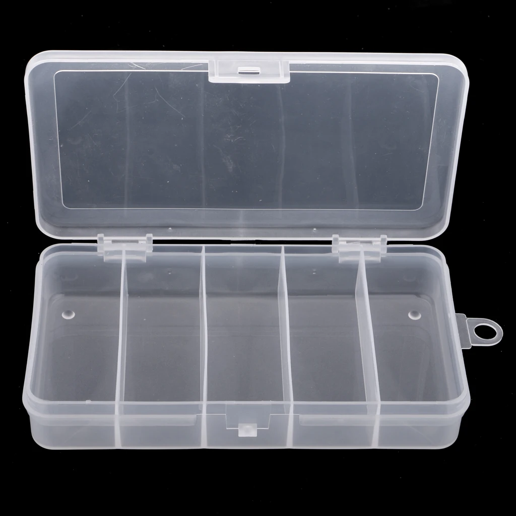 Double Side 5 Compartments Fishing Tackle Box Lure Hooks Storage