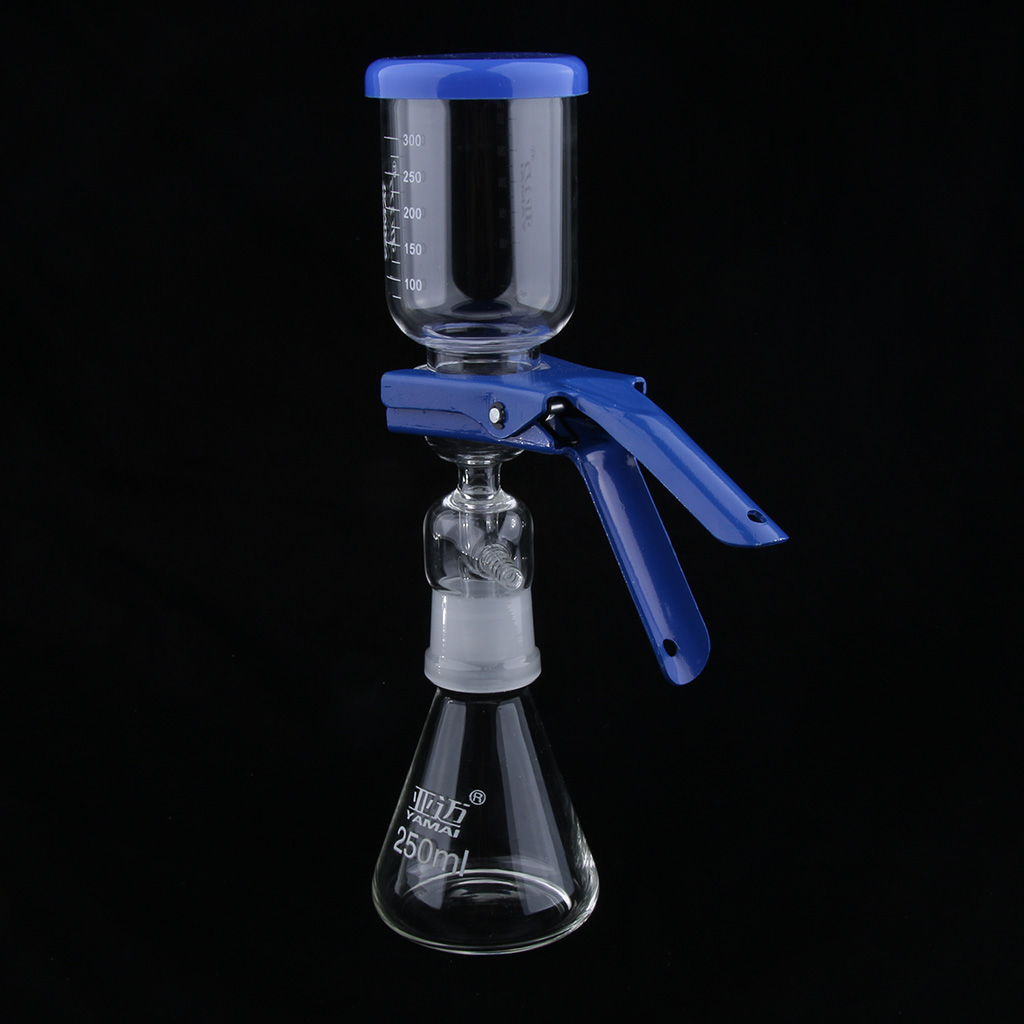 250ml Flask Filtration Apparatus Vacuum Lab Filtering Unit with 300mL Graduated Funnel with Lid & Aluminum Clamp