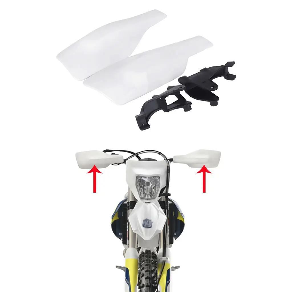2PCs Motorcycle Hand Guards Dirt Bike ATV Handlebar Handle Protector, Durable ABS Bike Brush Wind Guard - White