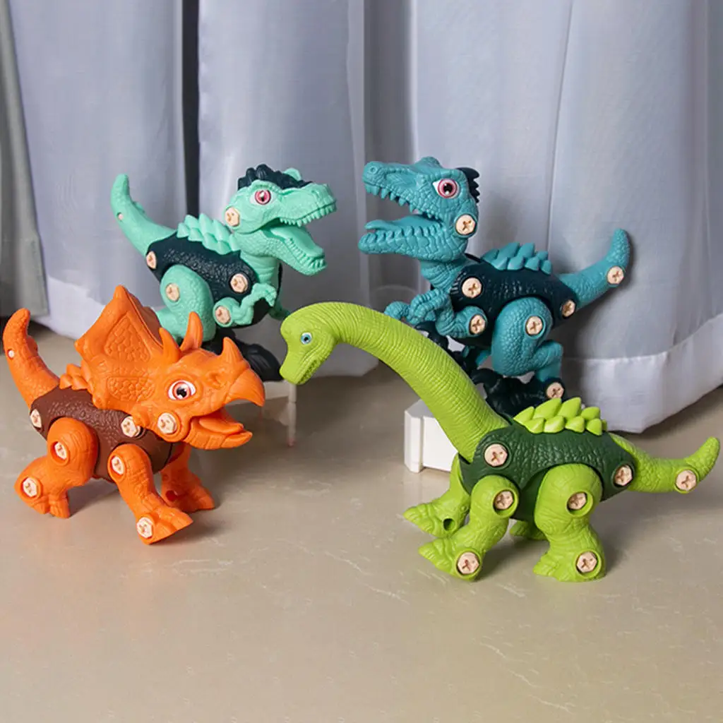 4x DIY Assmebly Dinosaur Toy DIY Assembly Construction Set for Kids Age 6+