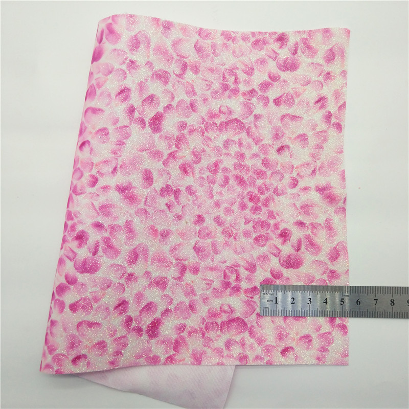 Description Picture 5 of itemUncorns Flowers Printed Glitter leather Christmas Helpers Printed Synthetic Leather Faux Vinyl Fabric For Bows DIY 21x29CM Q396