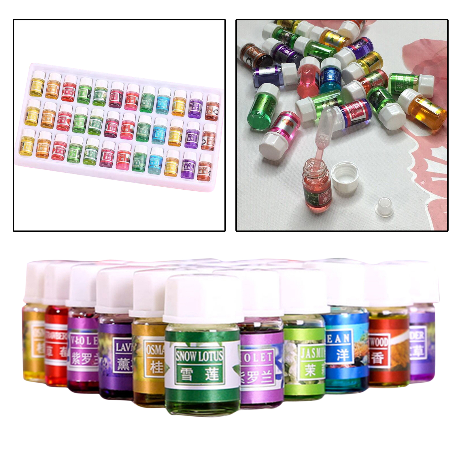 36 Bottles Essential Oils Humidifier Massage Aromatherapy Oil Natural Lavender Jasmine Snow Lotus Violet Carnation Fragrance Oil