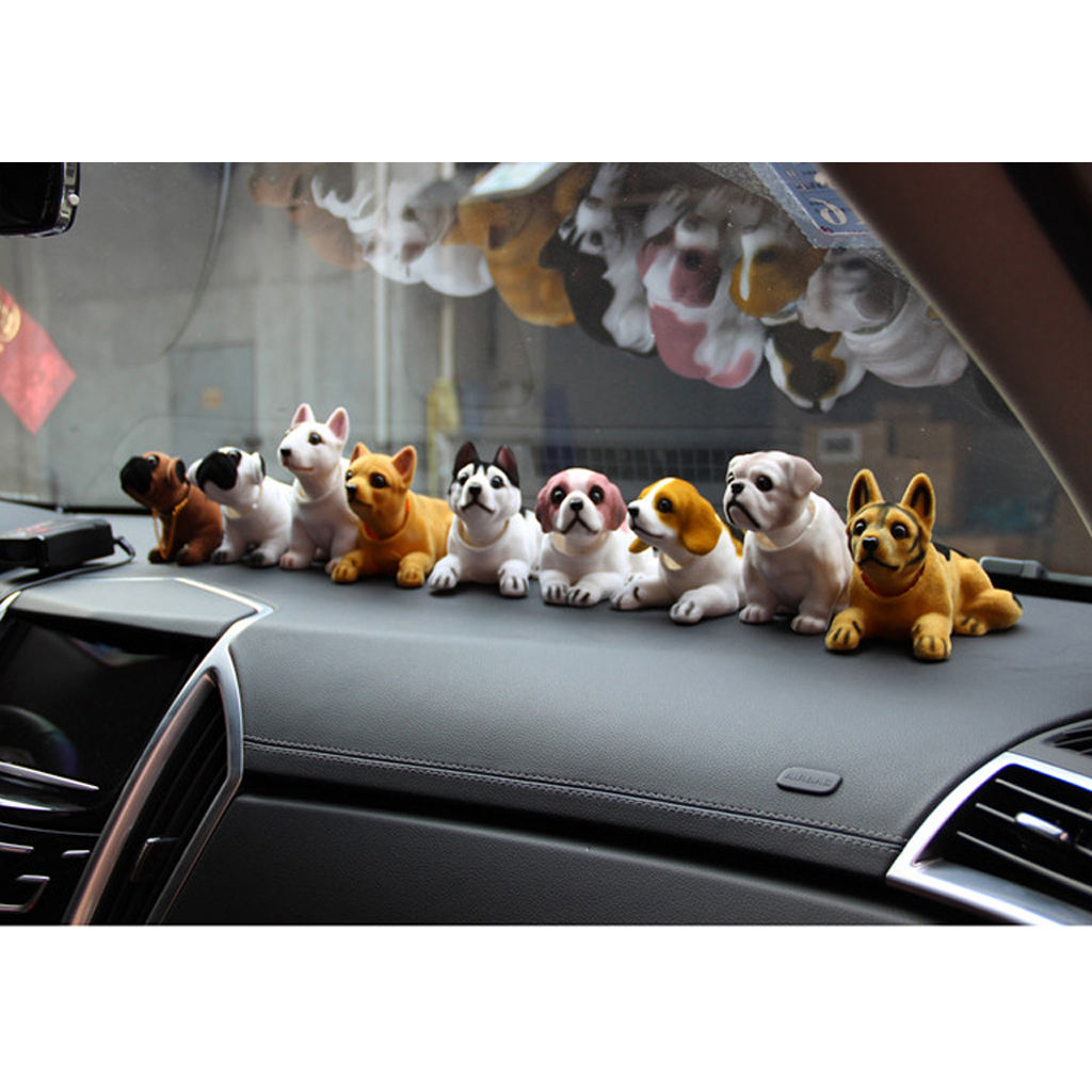 Bobbing Head  Dog Auto Car Dashboard Decors Toy Figurine, 6.6 x 3.2 x 3.9 Inch