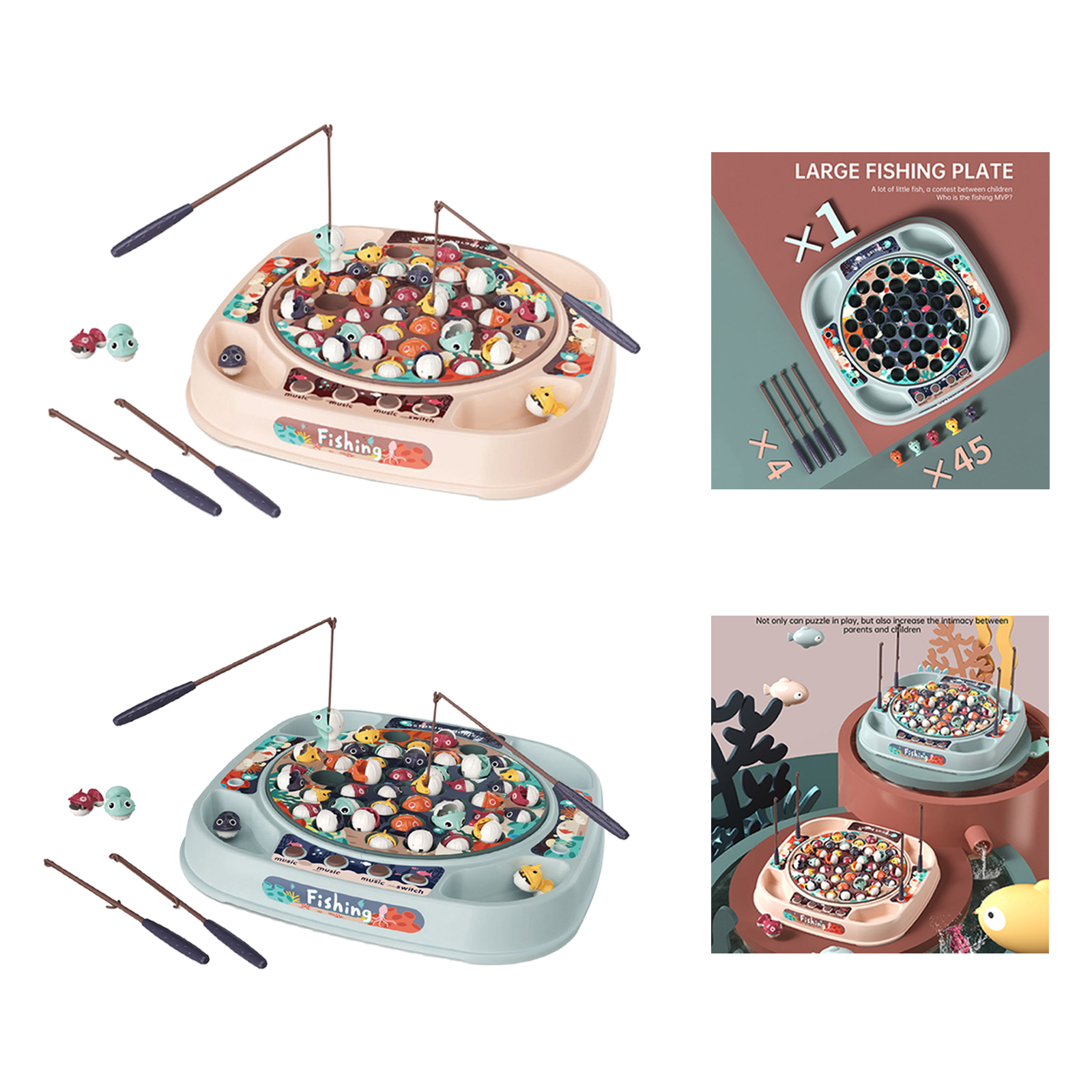 Funny Fishing Game Toy Set Electric Rotating Fishing Plate Educational Toy