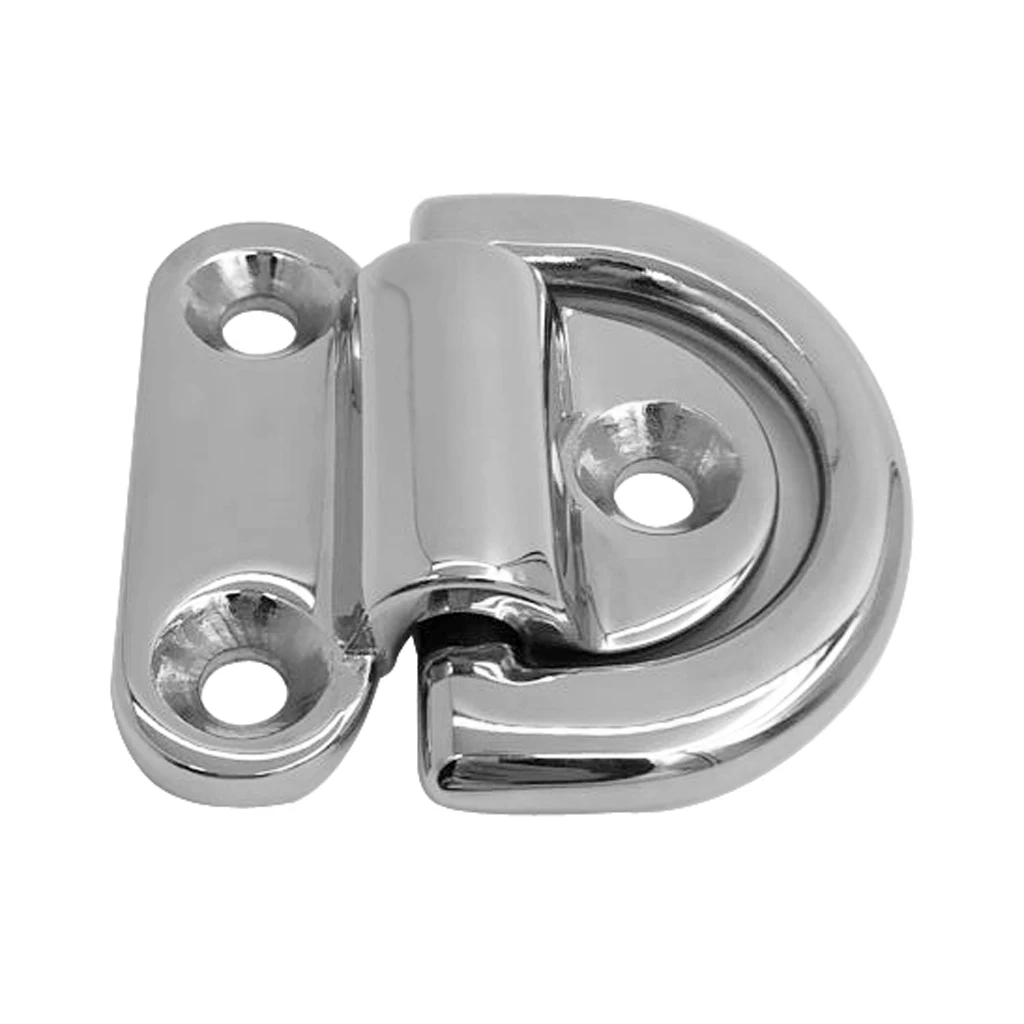 MagiDeal 6mm Folding Deck Pad Eyes / Lashing D Ring Tie Down Point Anchor Fixing Cleat Plate - Marine Grade 316 Stainless Steel