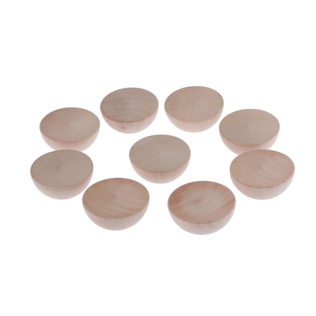 MagiDeal 10/set Natural Solid Wood Blocks Hemisphere Ball for Photo Prop 5cm