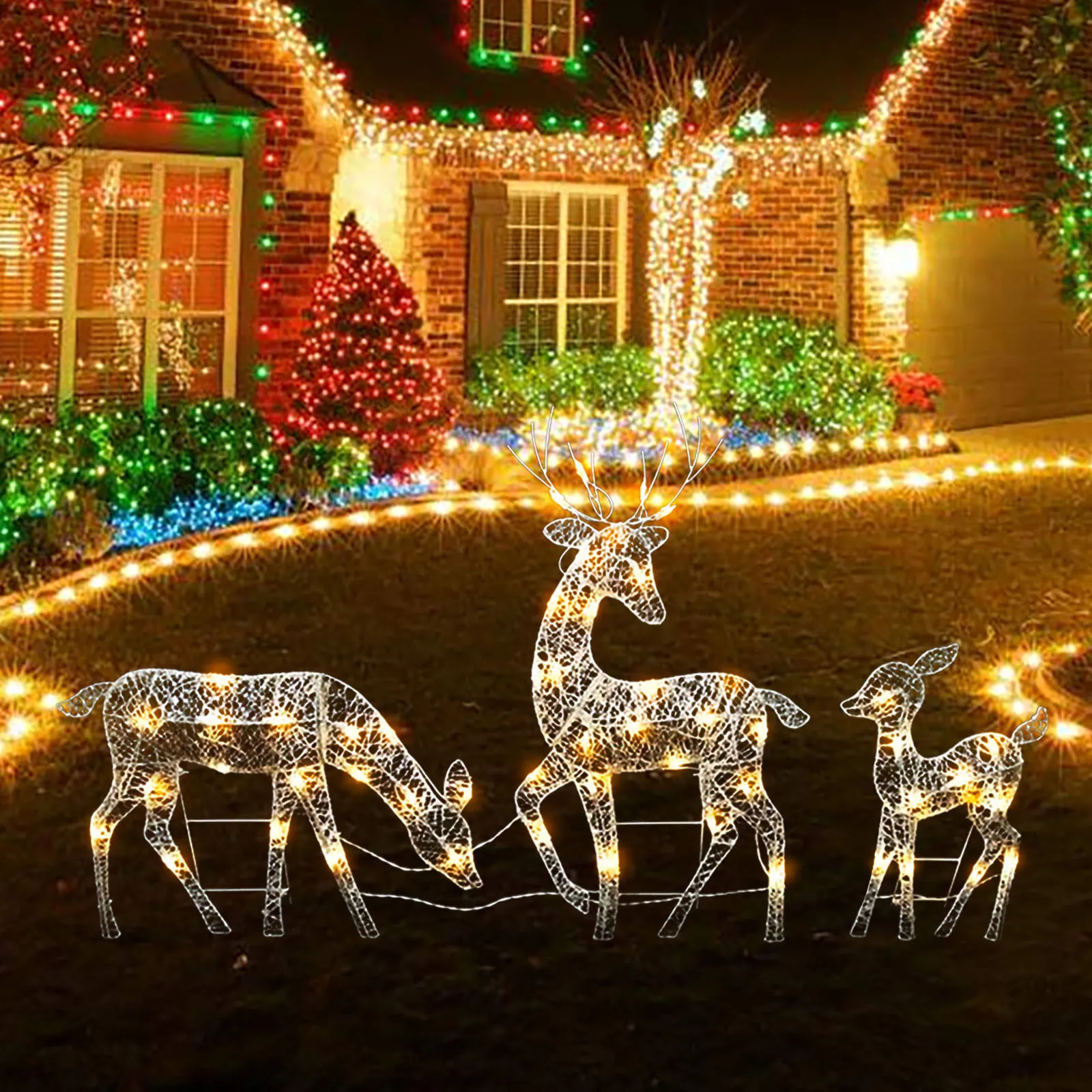 3 pc Lighted Deer Family Outdoor Christmas, Winter Decoration For Front  Yards Christmas Decorations For Home Navidad 2021|Mặt Treo & Đồ Trang Trí  Treo| - AliExpress