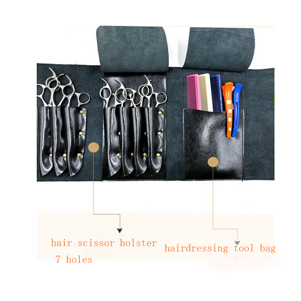 Real Leather Bag Hair Scissor Holder Shear Holster Pouch Cutting Styling Comb - 24.5 x 15cm/9.65 x 5.9inch