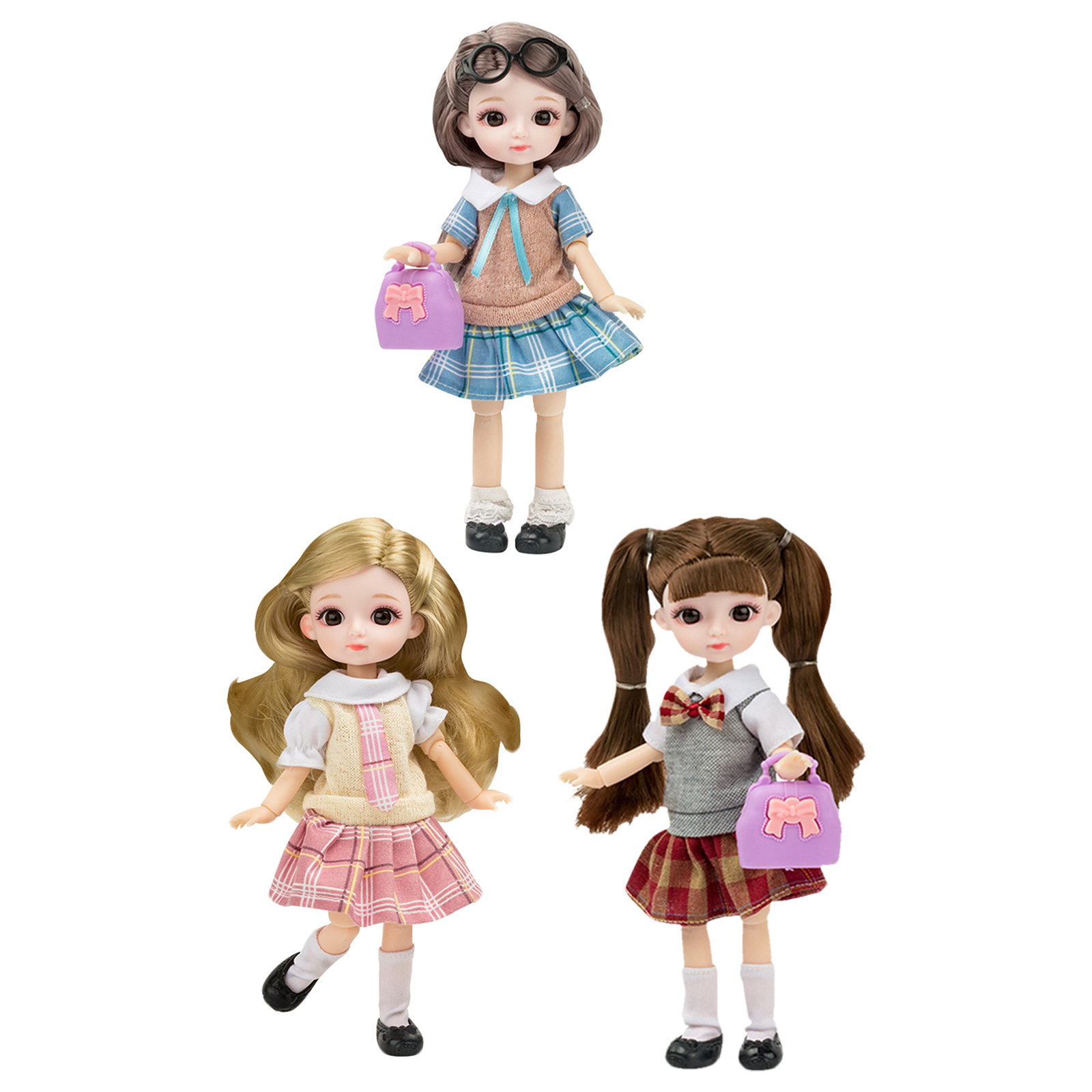 Cute Girl BJD Dolls 20cm Joints Doll Ball Jointed Dolls Wearing Clothing Sweater Skirt Suit Full Set Toys for Girls