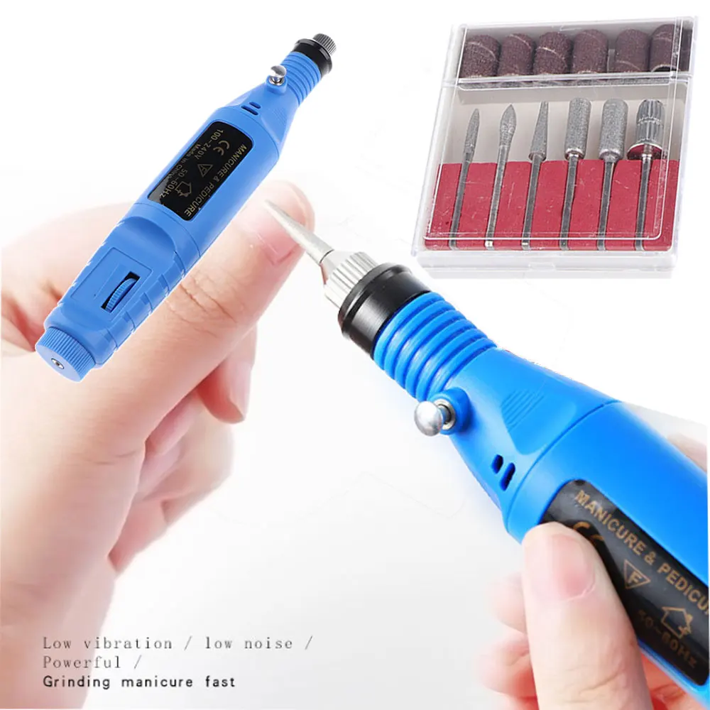 1 Set Electric Nail Manicure Pedicure Kit Nail Grinder Quiet Manicure Polisher Salon DIY Drill Bit Kit Acrylic Buffer
