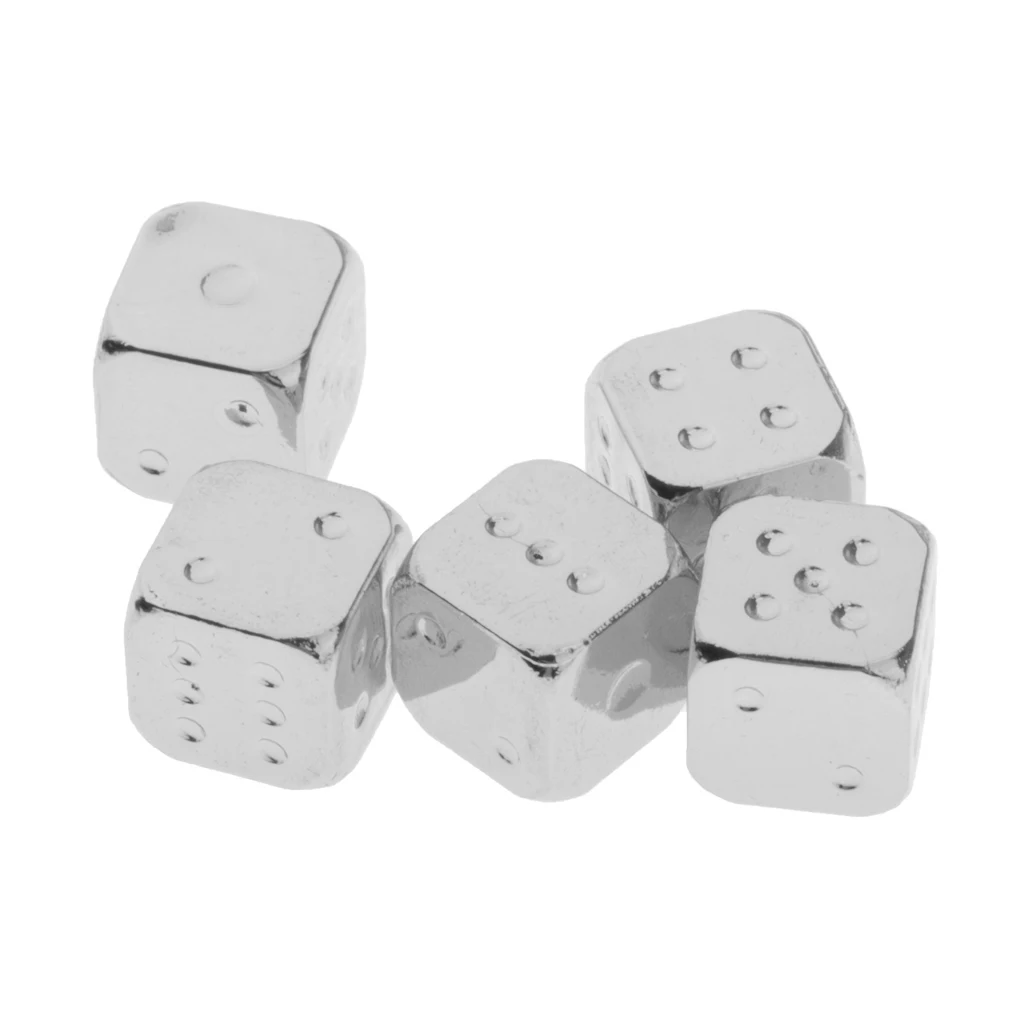 Six Sided Dice D6 Set Of 5 Zinc Alloy Dices D&D RPG MTG Game Supply Roleplaying Table Board Game KTV Party Supplies