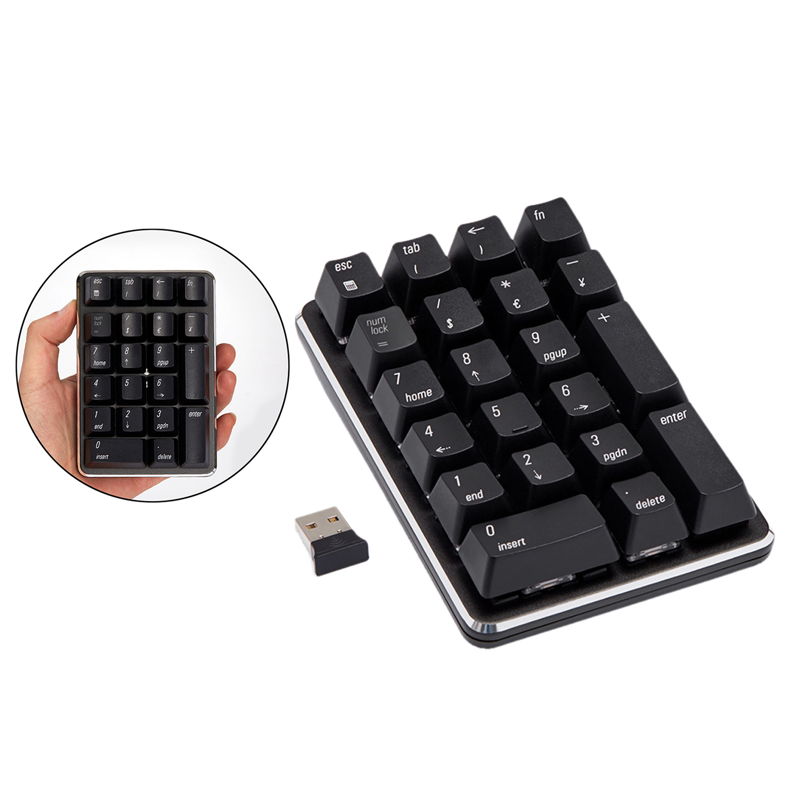 Teclado Portátil, Layout Estendido, Preto, Laptop, Notebook, 21 Chaves, 2.4G