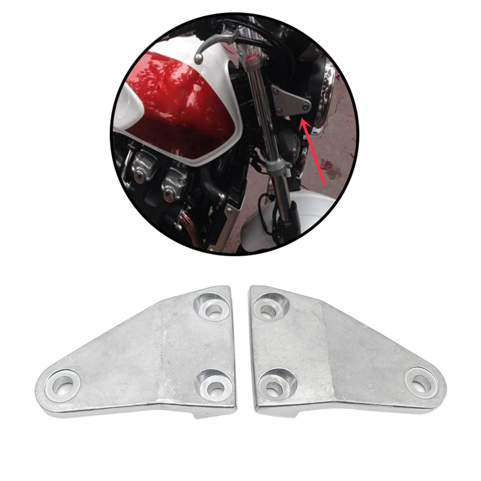 2Pcs Aluminum Headlight Lamp Mount Bracket headlamp fixed frame Replacement for Honda CB1300/CB400 Racer Silver