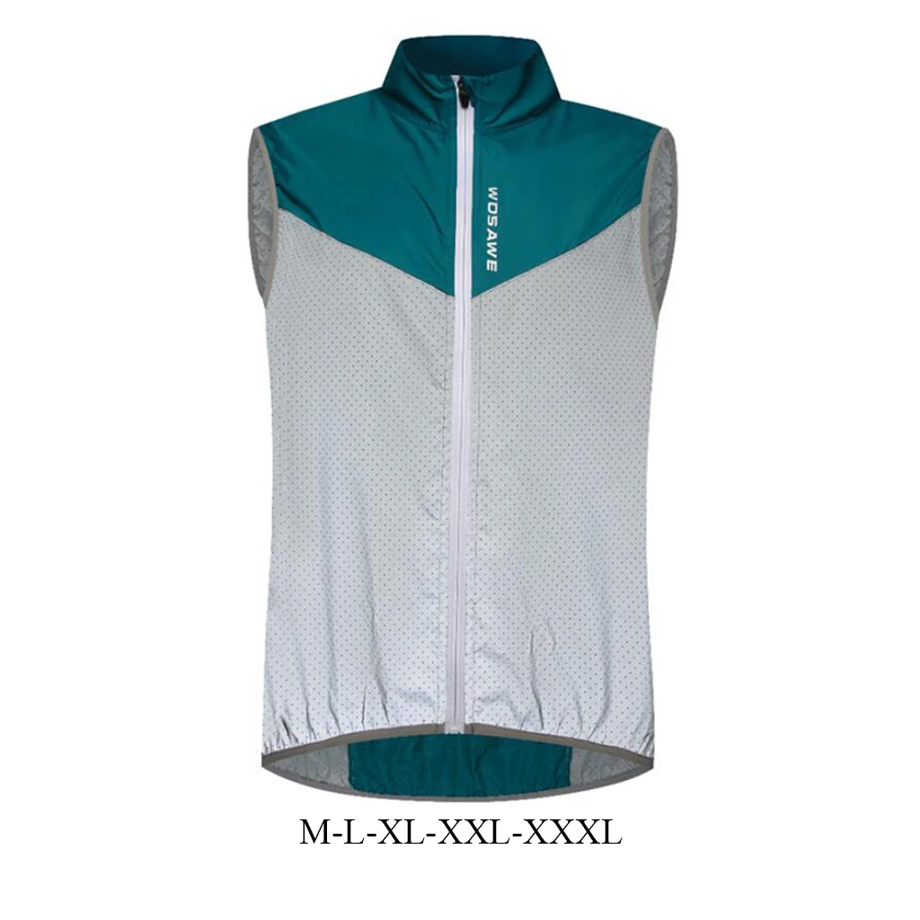 Reflective Men Cycling Vest Windproof Bike Bicycle Running Vest with Back Zipper Pocket Reflective Clothing