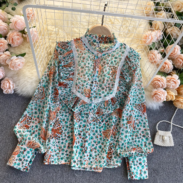 Spring Autumn Floral Ruffle Blouse Shirt Casual Long Sleeve
