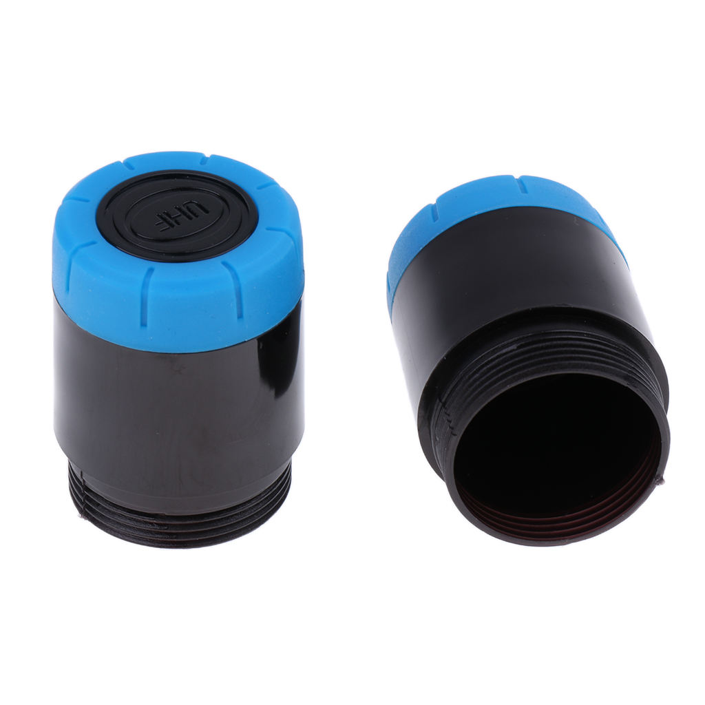 2 pcs Replacement Mic Battery Screw On /cup/cover For Microphone Black&Blue