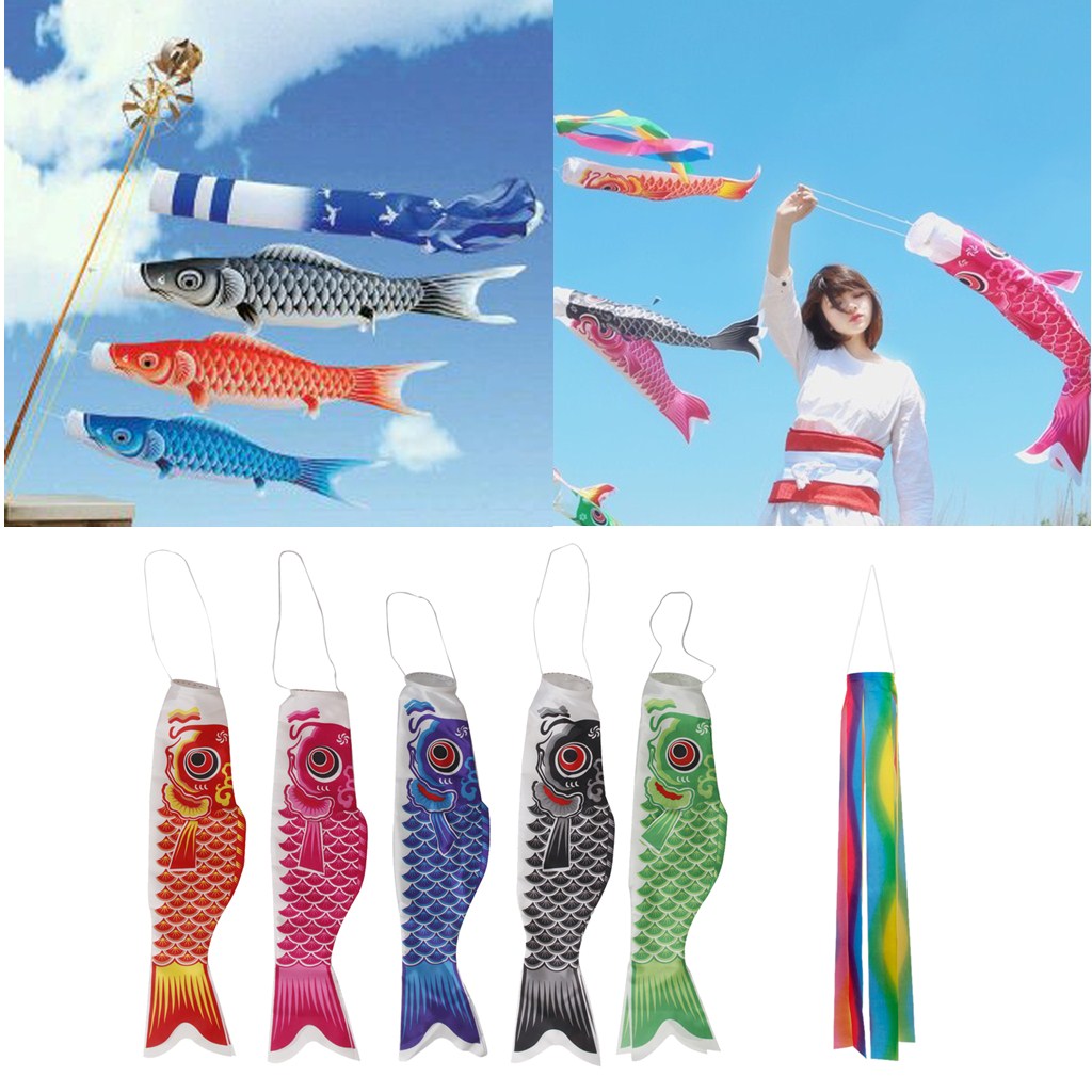 40cm Japanese Carp Windsock Fish Flag Kite Nobori Koinobori Garden Hanging Decor